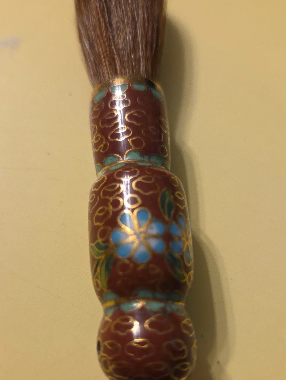Vintage Chinese cloisonné makeup brush  with Extra Brush In Case